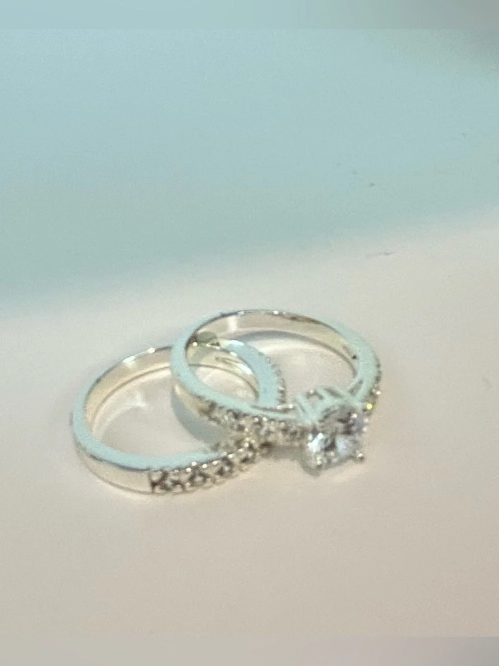 Charter Club Silver-Tone CZ Bridal Ring Set - Size 9